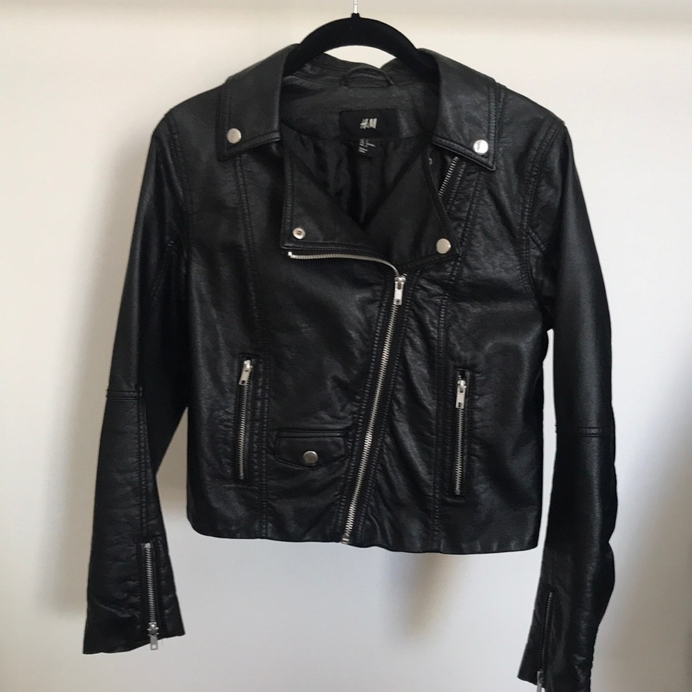 H&M faux leather cropped jacket